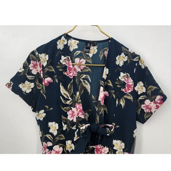 New NWT Volcom Haute Tropic Wide Leg Floral Jumpsuit Size Medium - Picture 5 of 12